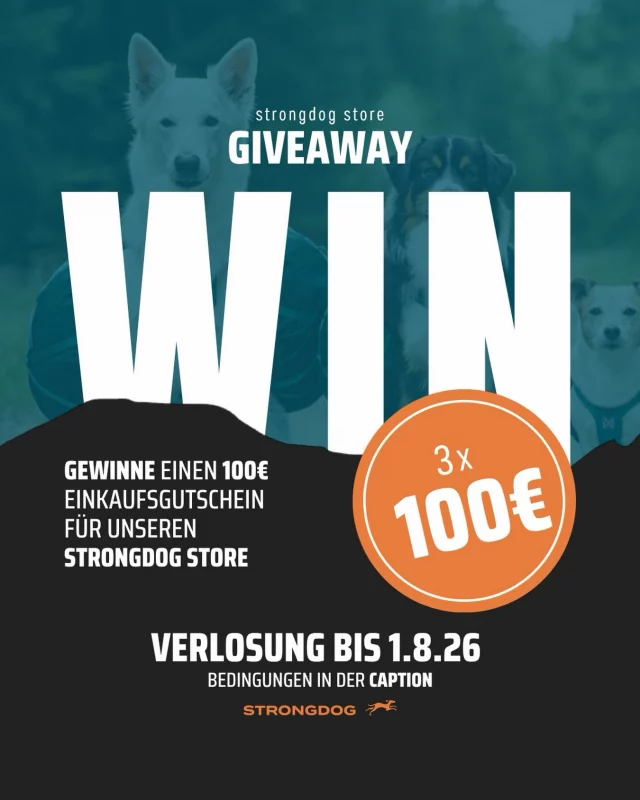 🐺 Weil unsere Community einfach die Beste ist … 🧡… möchten wir euch etwas zurückgeben!

🎉 Wir verlosen 3 × 100 € für unseren StrongDog Concept Store!

So bist du dabei:
✅ Folge @strongdog.de & @strongdog.training
❤️ Like diesen Beitrag.
👥 Markiere 2 Freunde, die dieses Gewinnspiel auf keinen Fall verpassen dürfen.

🍀 Mit etwas Glück gewinnst du 100 € und deine beiden markierten Freunde gewinnen ebenfalls je 100 € für unseren Store!

📅 Teilnahmeschluss ist der 31.07.2026 um 23:59 Uhr.

Wir wünschen euch ganz viel Glück und freuen uns riesig, dass ihr Teil der StrongDog Community seid! 🐾💚

Das Gewinnspiel steht in keiner Verbindung zu Instagram und wird weder von Instagram gesponsert, unterstützt oder organisiert. Veranstalter ist die StrongDog GmbH. Der Rechtsweg ist ausgeschlossen. Die Gewinner werden nach Teilnahmeschluss per Zufallsprinzip ausgelost und per Direktnachricht benachrichtigt.